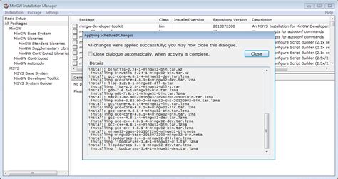 Введение в Mingw installation manager: процесс установки