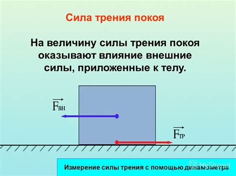 Влияние поверхности на величину силы трения скольжения