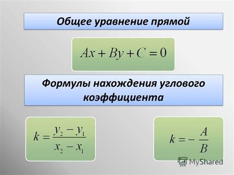 Вычисление коэффициентов уравнения прямой