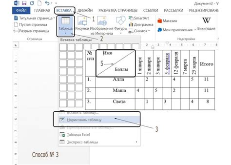 Добавление иерархического списка в таблицу Microsoft Word