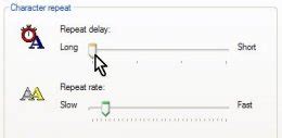 Изменение скорости повтора клавиш