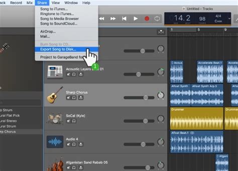 Импорт аудиофайла в GarageBand