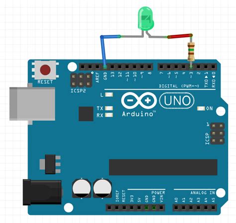 Компоненты для подключения светодиода к Arduino Uno