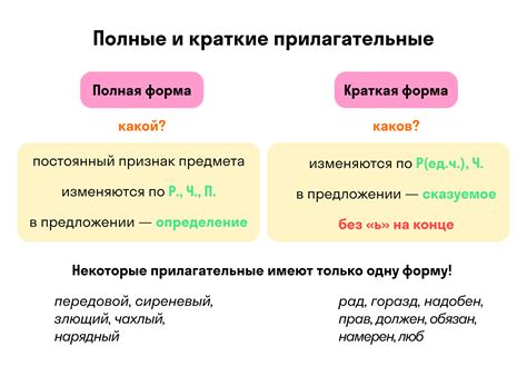 Особенности сокращенных форм прилагательных и глаголов