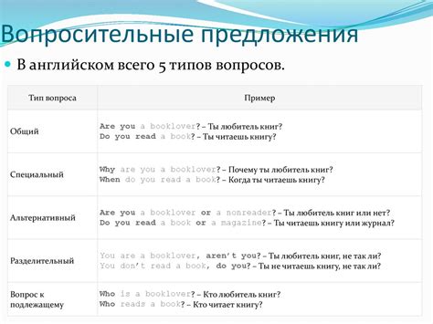 Примеры вопросов с использованием глаголов-помощников