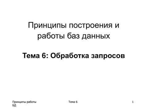 Принципы функционирования и обработка запросов