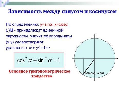 Соотношение между синусом и косинусом при угле 90 градусов