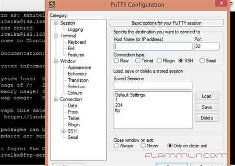 Сохранение настроек PuTTY для повторного использования