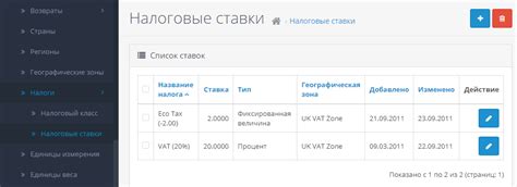 Управление настройками и налоговыми ставками