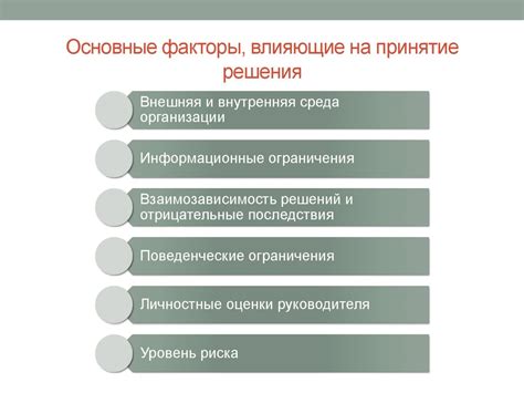 Факторы, воздействующие на принятие решения о выборе между недостатками и избытками